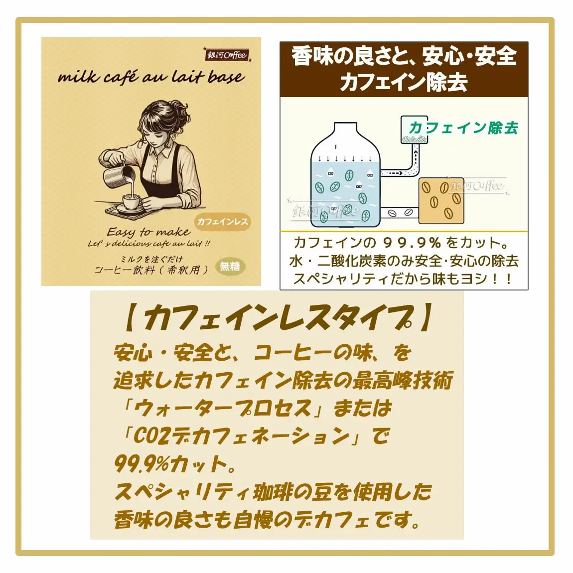 牛乳を注ぐだけ カフェオレベース （カフェインレス タイプ 99.9%カット） 銀河コーヒー スペシャリティ珈琲 ふるさと納税 市川市 返礼品　【12203-0292】