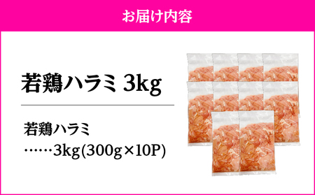 鹿児島県産 若鶏 ハラミ 3kg セット KN105-017 肉 鶏肉 冷凍