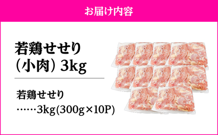 鹿児島県産 若鶏 せせり （ 小肉 ） 3kg セット KN105-018 肉 鶏肉 冷凍