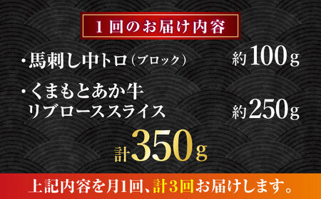 【全3回定期便】くまもとあか牛スライスと厳選馬刺しの堪能セット 計約350g 【有限会社 スイートサプライなかぞの】[ZBV082]