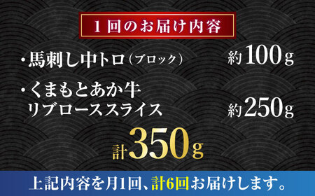 【全6回定期便】くまもとあか牛スライスと厳選馬刺しの堪能セット 計約350g 【有限会社 スイートサプライなかぞの】[ZBV083]