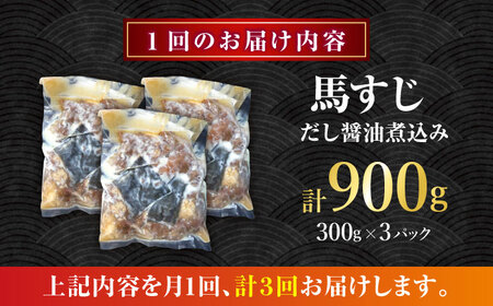 【全3回定期便】やきにく なか園特製！馬すじだし醤油煮込み 約900g（約300g×3pc） 【有限会社 スイートサプライなかぞの】[ZBV090]