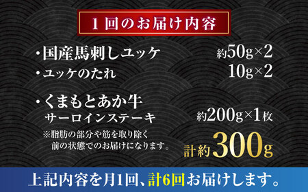 【全6回定期便】くまもとあか牛サーロインステーキと国産馬刺しユッケ贅沢セット 計約300g【有限会社 スイートサプライなかぞの】[ZBV095]