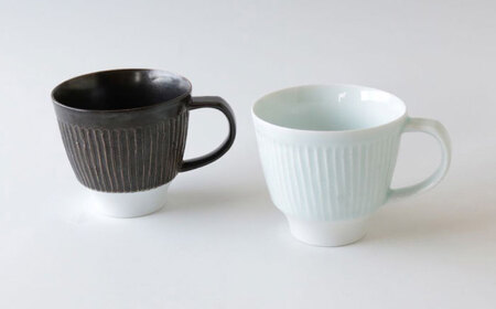 【波佐見焼】マグカップ ペア モノクロ 青白磁・鉄釉【奥川陶器】[KB79]