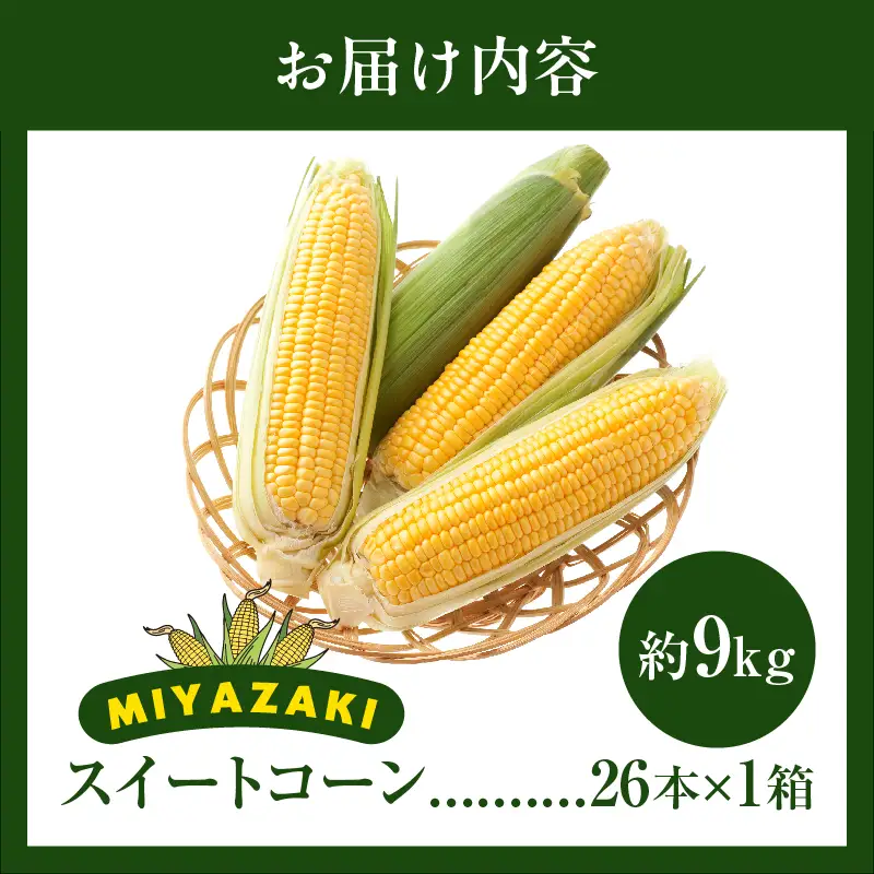先行予約≪期間限定≫みやざきフレッシュスイートコーン(約9kg) とうもろこし 野菜 旬 おやつ 国産_T015-0055