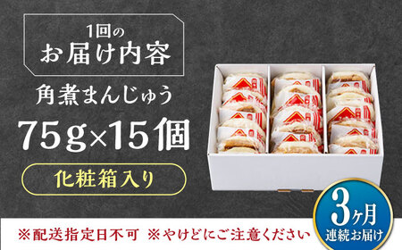 【全3回定期便】【化粧箱】長崎角煮まんじゅう 15個 《対馬市》【岩崎本舗】冷凍 角煮 角煮まん 個包装 豚まん[WBC076]
