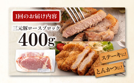 【全6回定期便】平田牧場 ロース ブロック 400g  豚肉 ローストポーク 煮豚 [AJAP167]
