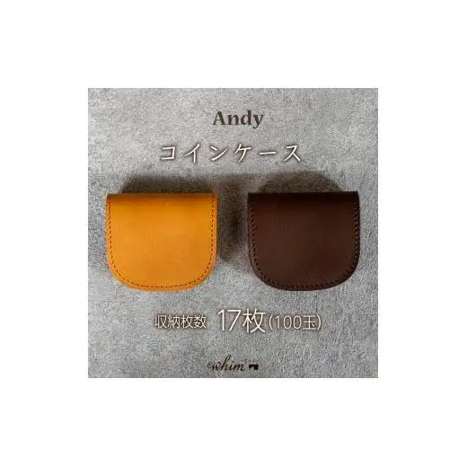 コインケース Andy 日本製 革製品 本革 レザー 手作り 小銭入れ キャメル