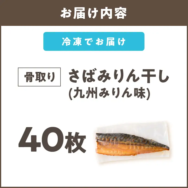 【骨取り】さば使用 さばみりん干し(九州風の甘め味付) 40枚入【H-012】