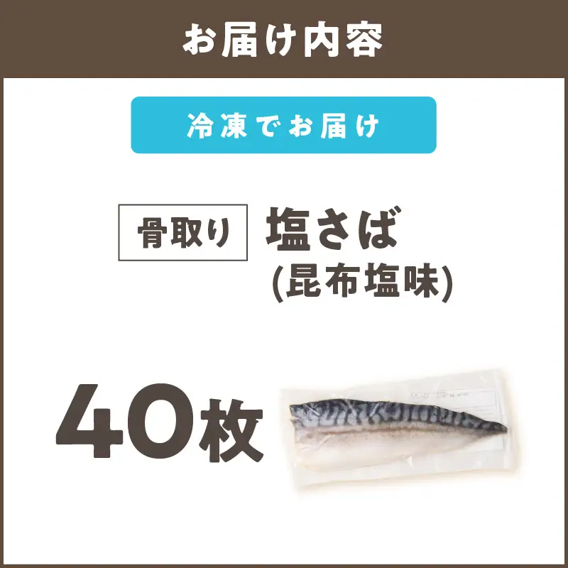 【骨取り】さば使用 塩さば(昆布塩味) 40枚入【H-013】