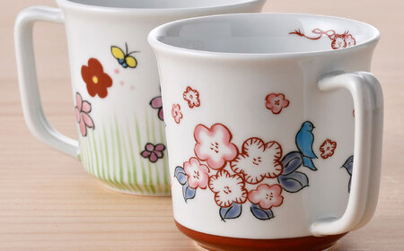 【波佐見焼】鉢・マグカップ 万歴 花柄 オリジナルセット 4点【西海陶器/協立陶器】[NB157]
