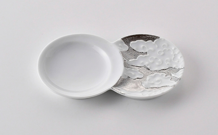【陶器市特集】【波佐見焼】小分け豆皿 4枚セット 金彩銀彩 富士山・雲 【重山陶器】「[ZB35]