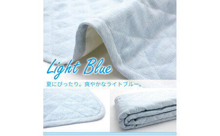 【ライトブルー】麻わた入りフレンチリネン麻敷きパッド　りんね　シングルサイズ　100×200cm