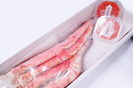 根室海鮮市場＜直送＞ボイルたらばがに脚約1.8～2kg×1肩、いくら醤油漬け(鮭卵)70g×2P D-28060