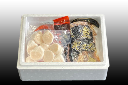 味付けジンギスカン1P、ほたて貝柱200g、紅鮭5切 C-70079