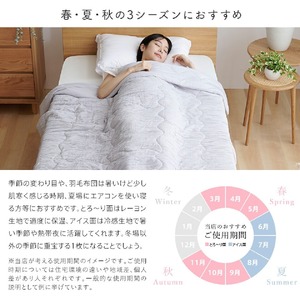 アイスとろーりケット　肌掛け布団　セミダブル（ブルー）_アイス とろーりケット 肌掛け 布団 セミダブル 160 × 200cm カラー ブルー キルトケット ひんやり 冷感 洗える 夏 熱帯夜 柔らか リバーシブル 掛け心地 レーヨン 吸湿 ポリエステル マイクロ 長繊維 清潔 送料無料 〔Qc168-bl〕