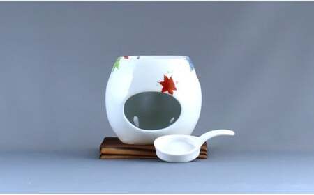 有田焼 茶香炉〈紅葉尽し文〉【赤絵白磁硯処 雪月花】手描き 伝統工芸 香炉 赤絵 インテリア  80000円 8万円 A80-53