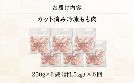 ＜6ヶ月定期便・数量限定＞ 小分け＆バラバラ！宮崎県産鶏ももカット 合計9kg (250g×6袋×6ヶ月定期便)_K043-T002