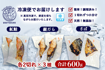 魚よし 特製 無添加 切身3種 味噌漬けセット(銀だら、紅鮭、さば)焼き 調理済み K095027