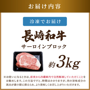 【A4～A5】長崎和牛サーロインブロック 約3kg( 牛肉 和牛 サーロイン おすすめ ブロック 牛肉 冷凍 国産 プレゼント お取り寄せ 美味しい )【I0-018】