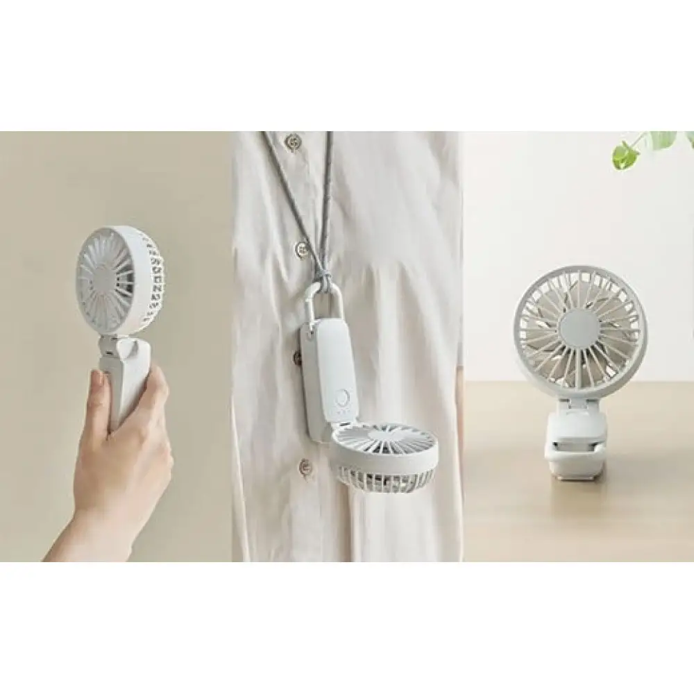 リズム 大風量2重反転ファン搭載ハンディファン Silky Wind Mobile 3.2 ライトグレー　【11100-1848】