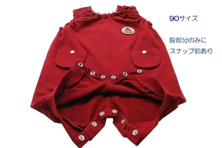 TENTOUMUSHI パイルワッペンロンパース・赤・90サイズ [0808]