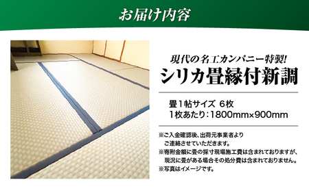 現代の名工カンパニー特製！ シリカ畳 縁付 新調 （ 畳 1帖 サイズ 6枚 ） K348-001