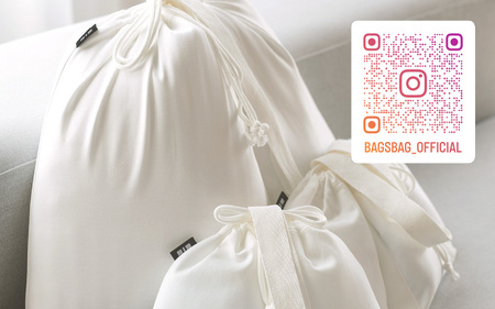 BAGSBAG 3 BAGS Mサイズ WH 〈 とてもシンプルで自由な使い方ができる巾着〉