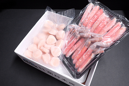 根室海鮮市場＜直送＞お刺身可！生ずわいがに棒肉ポーション500g(12～20本)、刺身用ほたて貝柱300g B-28123