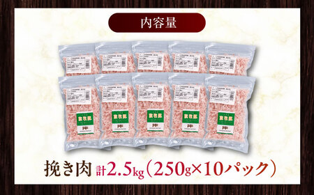 放牧豚 挽き肉 計2.5kg（250g×10） 精肉 スライス 小分け 冷凍 北海道 [AXBA123]