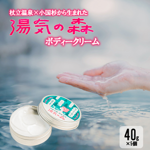 【杖立温泉旅館組合】湯気の森 ボディクリーム 40g 入浴剤 25g 各4個 セット 杖立温泉 小国杉 温泉成分 精油 地元素材 しっとり 滑らか 保湿 企画開発 地場産品 ご自宅用 ギフト 贈答 贈り物 熊本 阿蘇 小国町