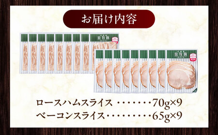 放牧豚 ハムベーコンスライス 2種セット 計1215g 北海道 無塩せき [AXBA151]