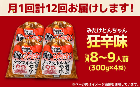 【12回定期便】狂辛味噌漬けミックスホルモン4袋（8人前） [AVAA072]つまみ定期
