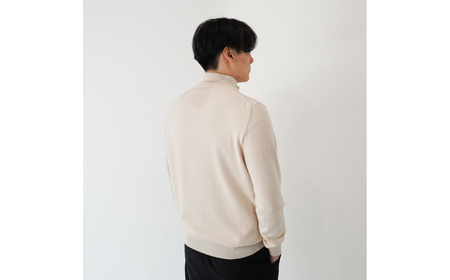 ベビーカシミヤ　フルジップ　メンズ　Lサイズ　【ベージュ】 【178003-1】 ｶｼﾐﾔ 天然素材 ｾｰﾀｰ 服 国産 国内製造 ﾍﾞﾋﾞｰｶｼﾐﾔ
