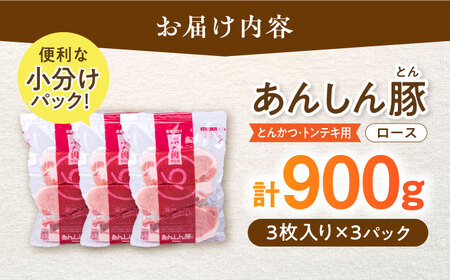 とんかつ ・ トンテキ用 ロース 900g（3枚入×3袋） 豚肉 白川町 / 藤井ファーム[AWAF064]