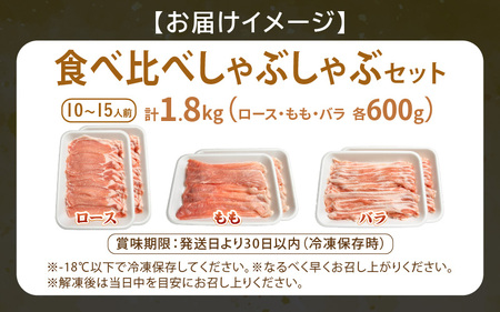 【ブランド豚】ふくいポーク しゃぶしゃぶ用 食べ比べ 計1.8kg（ロース・もも・バラ 各600g）【肉 国産 豚肉 】 [e03-b005]