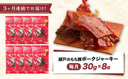 【全3回定期便】肉「瀬戸のもち豚」ポークジャーキー 8袋(30g/袋) [BAER056]ジャーキー