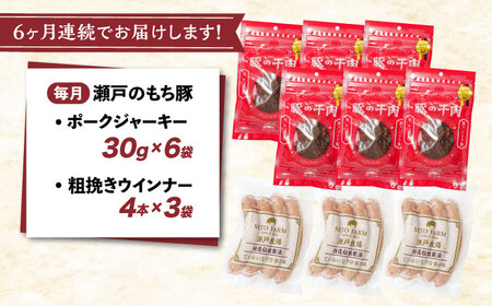 【全6回定期便】ポークジャーキー(30g入り) × 6袋と粗挽きウィンナー(4本入り) × 3袋 [BAER062]ジャーキー