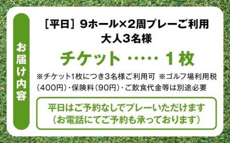 平日大人３名様９ホール２周ゴルフプレー券 ／ ゴルフ 【(株)葉山産業】 高額 [ASAS005]