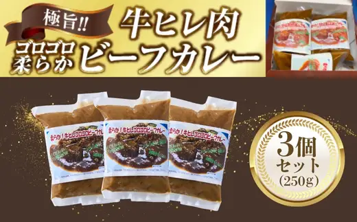 極旨！柔らか牛ヒレ肉ゴロゴロ贅沢ビーフカレー3食セット