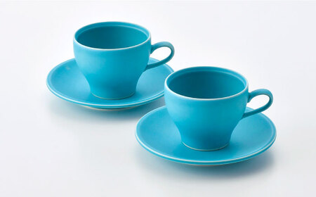 【波佐見焼】 コーヒーカップ＆ソーサー トルコブルー 2点セット マット【福田陶器店】[PA392]