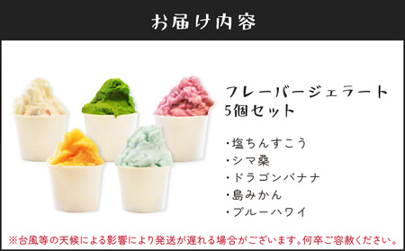 花火大会 応援 ！島の人気店、島の 特産品 とパワーをジェラートに！島の特産品を活かした フレーバー ！ ジェラート 5個 セット C073-001 菓子 お菓子 スイーツ 花火