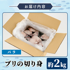 ブリの切り身(バラ・約2kg) 国産 鹿児島県産 ブリ 鰤 魚貝 魚介 海産物 焼き魚 煮つけ ブリカツ バラ 【株式会社島水】akn102-02