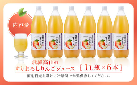 飛騨高山のすりおろし りんごジュース 1L瓶×6本 | すりおろし果汁 飛騨りんご リンゴ 林檎 果樹園 じゅーす 飛騨高山 小絲果樹園 SH004