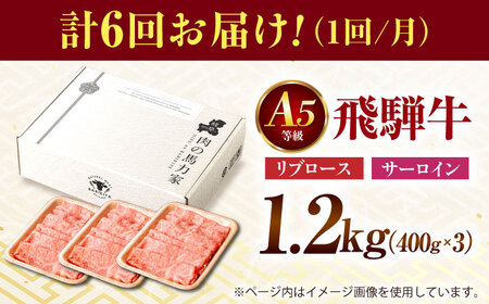 【6回定期便】飛騨牛サーロイン・リブロース 1.2kg(400g×3パック) すき焼きしゃぶしゃぶ用肉 [AVBO028] カルビ 牛肉