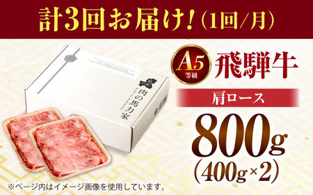 【3回定期便】飛騨牛肩ロース 800ｇ(400ｇ×2パック) すき焼きしゃぶしゃぶ用肉 [AVBO033]
