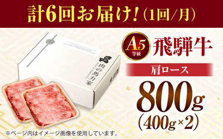 【6回定期便】飛騨牛肩ロース 800ｇ(400ｇ×2パック) すき焼きしゃぶしゃぶ用肉 [AVBO034]