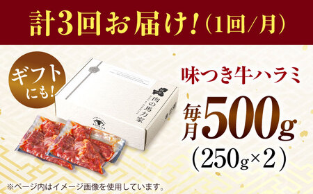 【3回定期便】【訳あり】味付けハラミ 500ｇ(250ｇ×2パック) [AVBO039] 