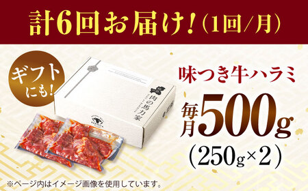 【6回定期便】【訳あり】味付けハラミ 500ｇ(250ｇ×2パック) [AVBO040]