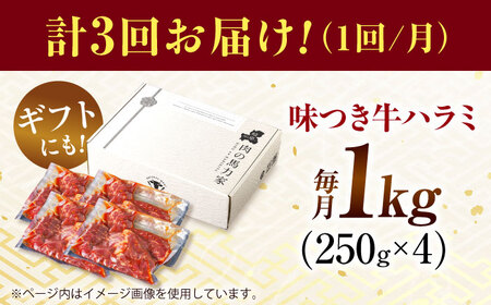 【3回定期便】【訳あり】味付けハラミ 1kg(250ｇ×4パック) [AVBO042]はらみ牛肉